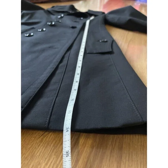 Burberry London Black Mid Length Trench Coat Size 6 - Picture 12 of 13